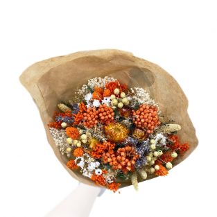 Dried Bouquet Orange with Green Leaves - Italy