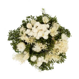 Dried Bouquet White with Green Leaves - Italy