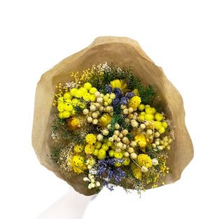 Dried Bouquet Yellow with Green Leaves - Italy